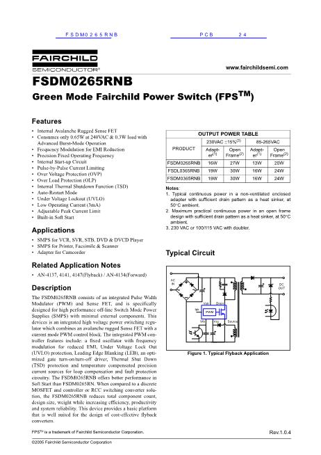 FSDM0265RNB数据手册封面