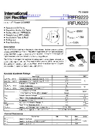 IRFU9220数据手册封面