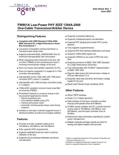 FW801A数据手册封面