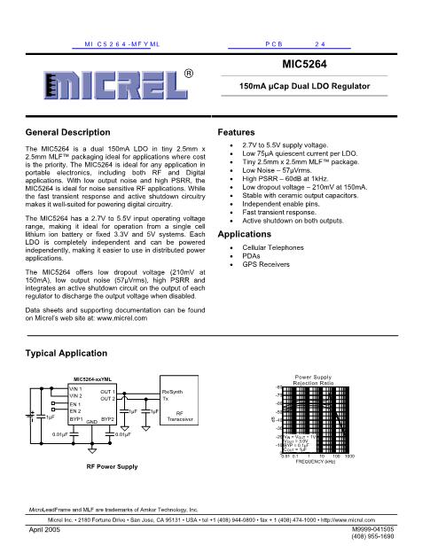 MIC5264-MFYML数据手册封面
