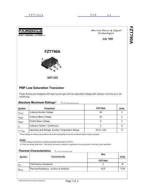 FZT790A数据手册封面