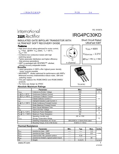 IRG4PC30KD数据手册封面