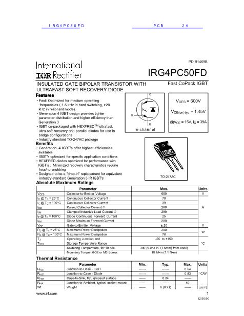 IRG4PC50FD数据手册封面