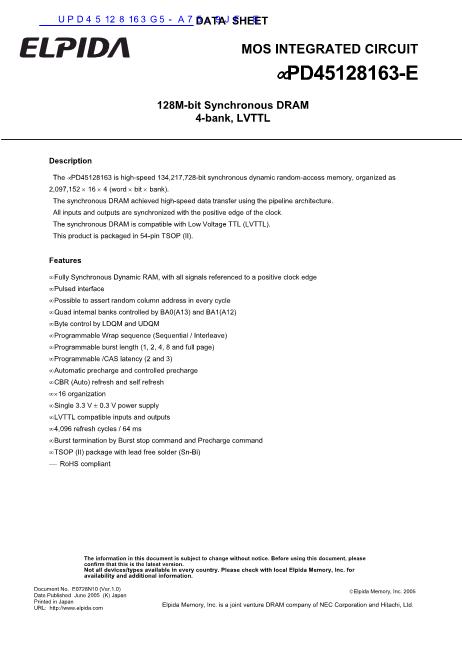 UPD45128163G5-A75-9JF-E數(shù)據(jù)手冊封面