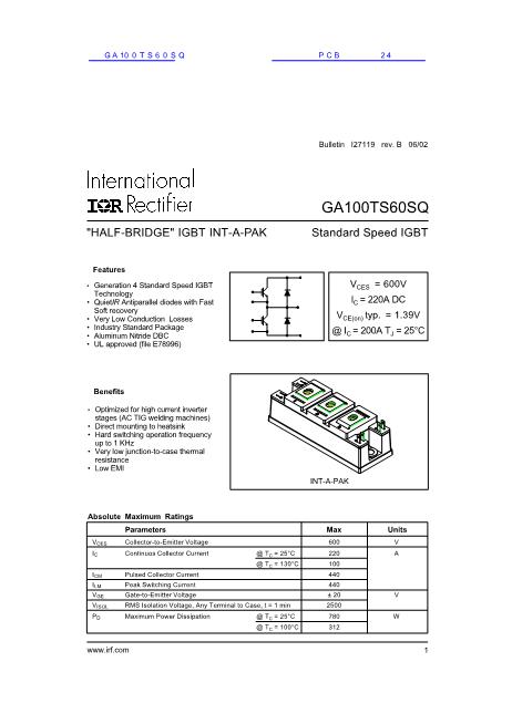 GA100TS60SQ数据手册封面