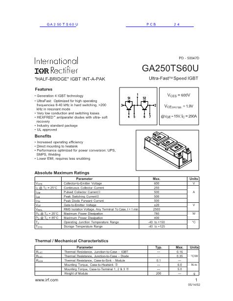 GA250TS60U数据手册封面