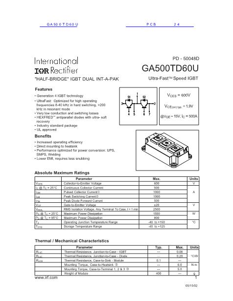 GA500TD60U数据手册封面