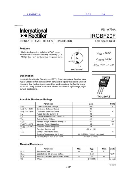 IRGBF20數(shù)據(jù)手冊封面