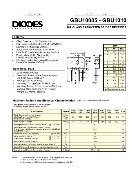 GBU10005數(shù)據(jù)手冊(cè)封面