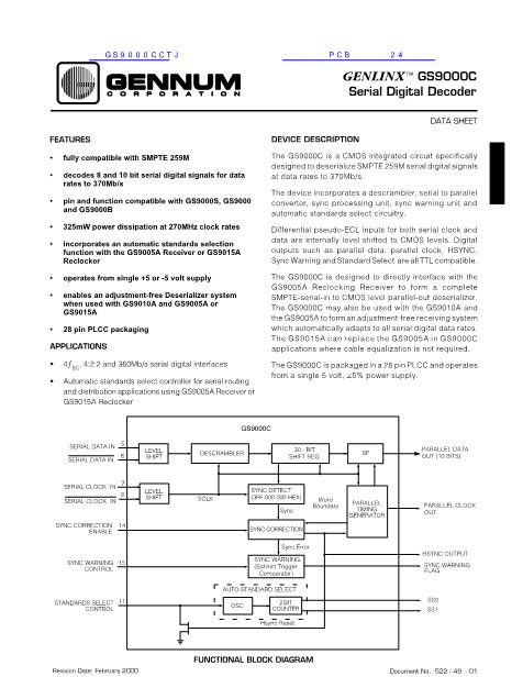 GS9000C数据手册封面