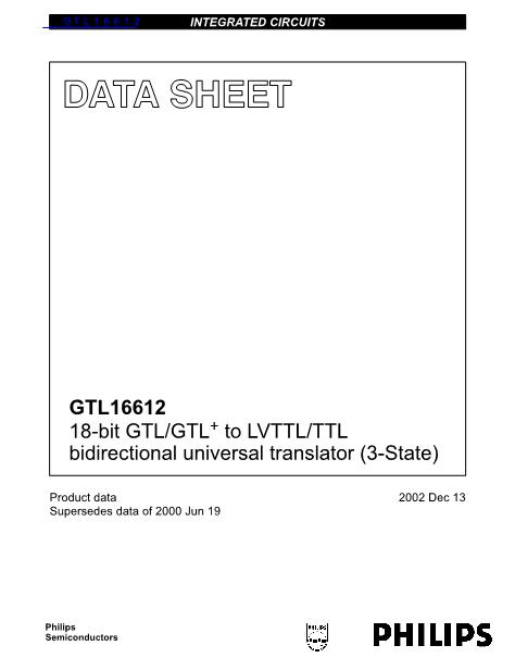 GTL16612数据手册封面