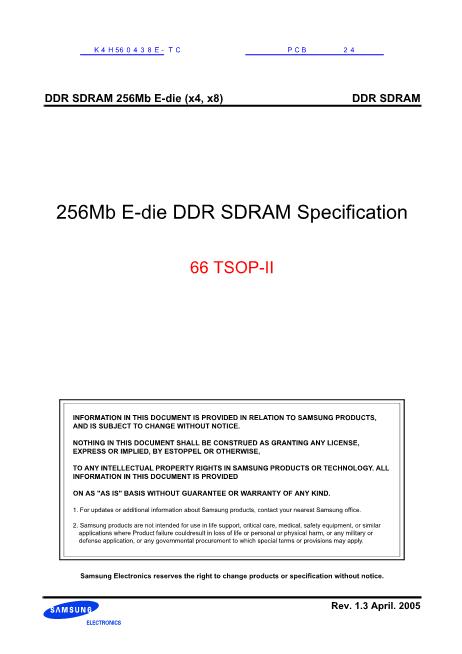 K4H560438E-TC数据手册封面