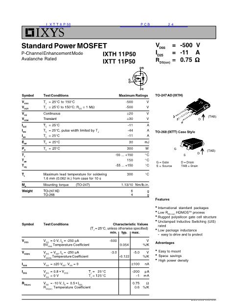 IXTH8P50數(shù)據(jù)手冊封面