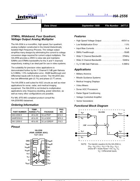 HA1-2556-9數(shù)據(jù)手冊封面