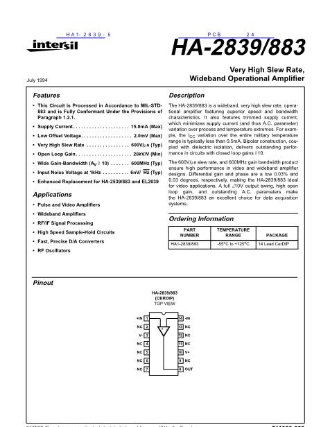 HA1-2839-5數(shù)據(jù)手冊(cè)封面