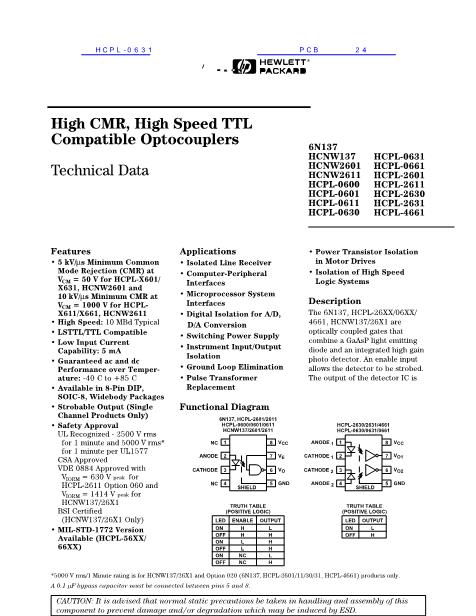 HCPL-0631数据手册封面