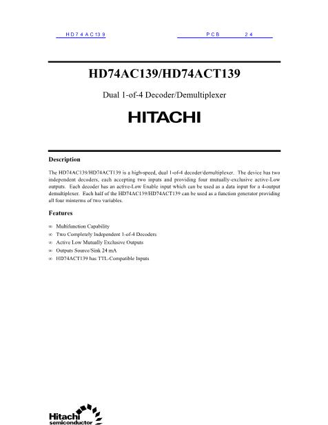 HD74AC139数据手册封面