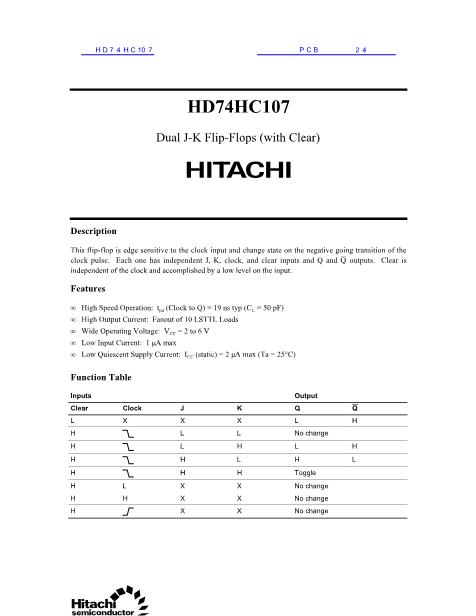 HD74HC107數(shù)據(jù)手冊封面