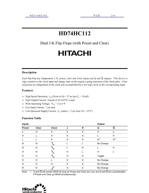 HD74HC112数据手册封面