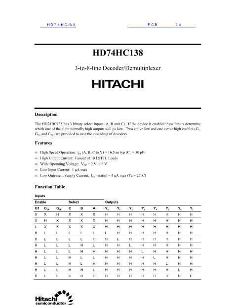 HD74HC138数据手册封面