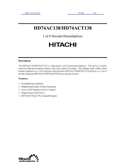 HD74AC138数据手册封面