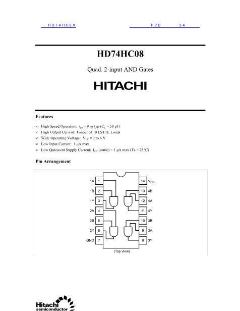 HD74HC08数据手册封面