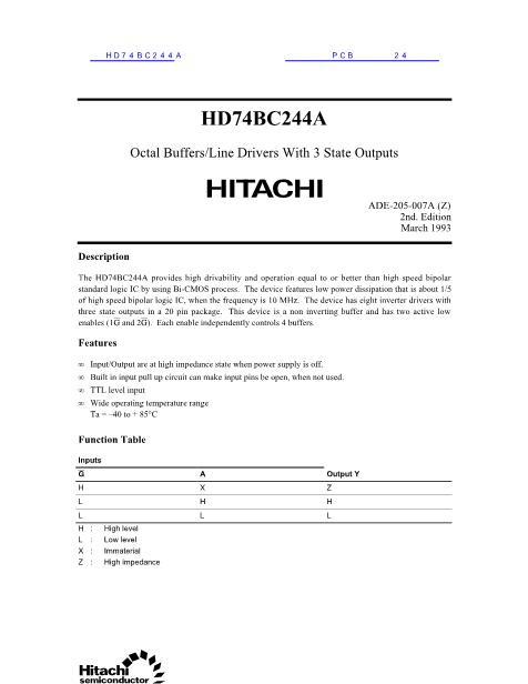 HD74BC244A数据手册封面