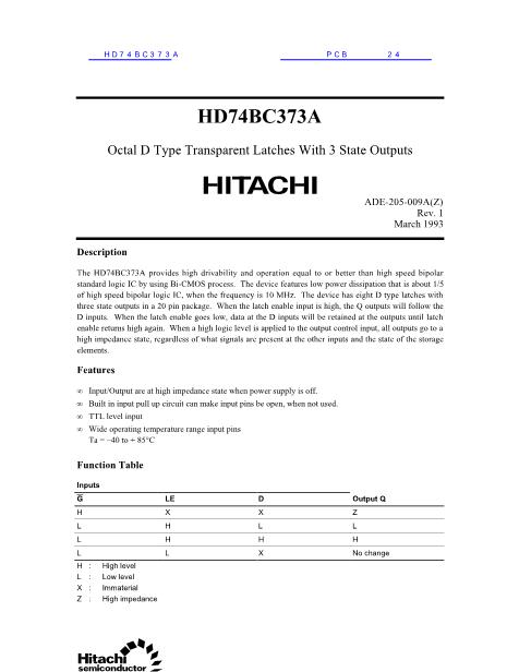 HD74BC373A数据手册封面