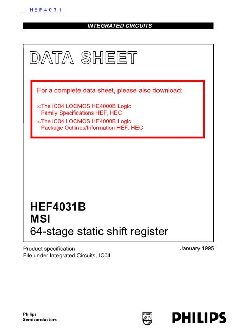 HEF4031数据手册封面