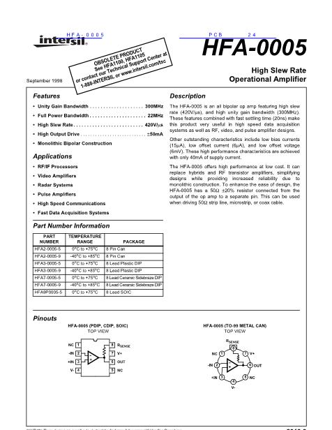 HFA-0005数据手册封面
