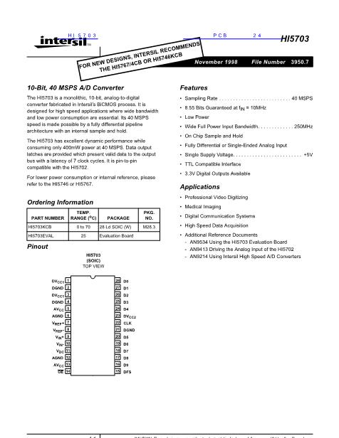HI5703數(shù)據(jù)手冊(cè)封面