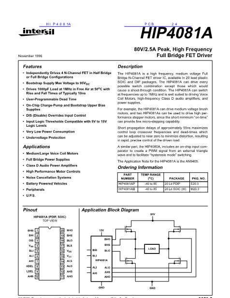 HIP4081A数据手册封面