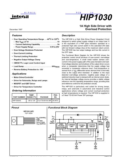 HIP1030数据手册封面