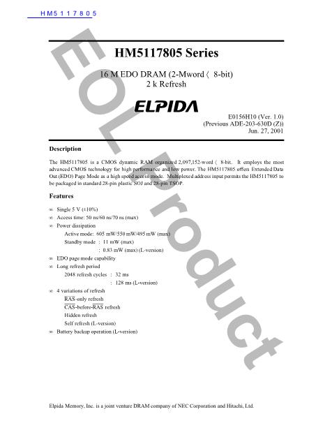 HM5117805數(shù)據(jù)手冊(cè)封面