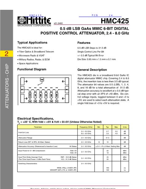 HMC425数据手册封面