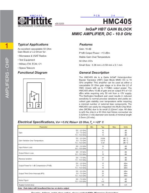 HMC405数据手册封面