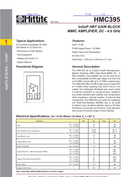 HMC395数据手册封面