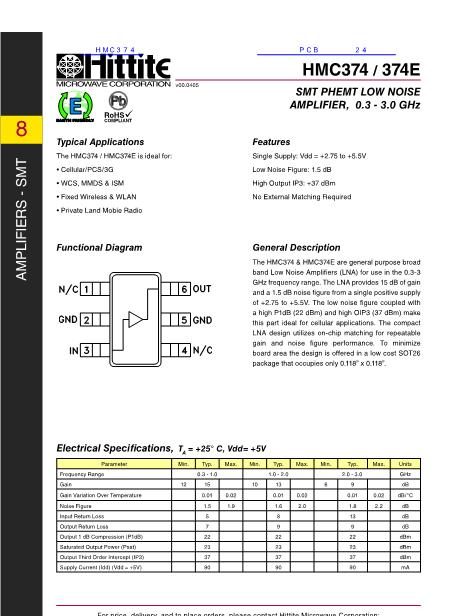 HMC374数据手册封面