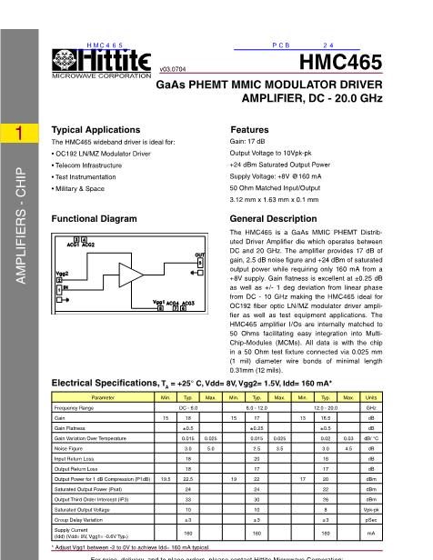 HMC465数据手册封面