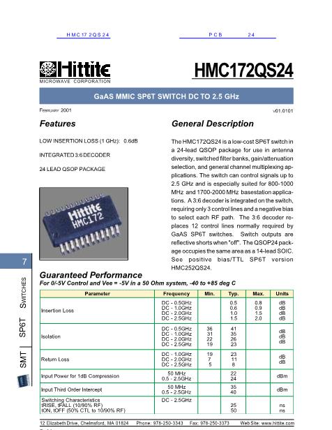 HMC172QS24数据手册封面