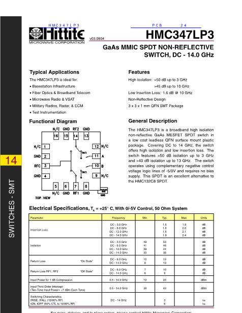 HMC347LP3数据手册封面