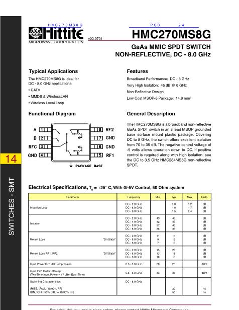 HMC270MS8G数据手册封面
