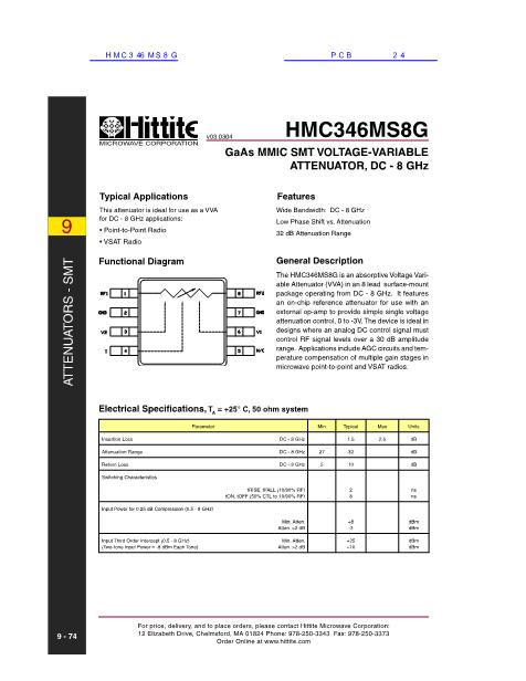 HMC346MS8G数据手册封面