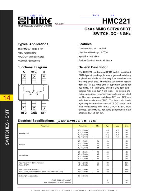 HMC221数据手册封面