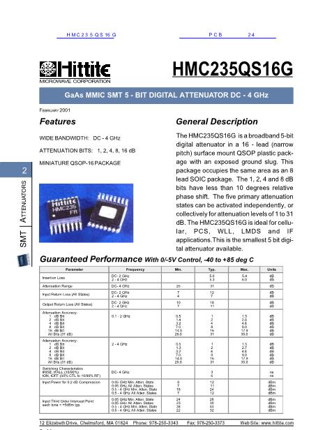 HMC235QS16G数据手册封面