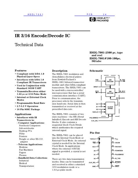 HSDL7001数据手册封面