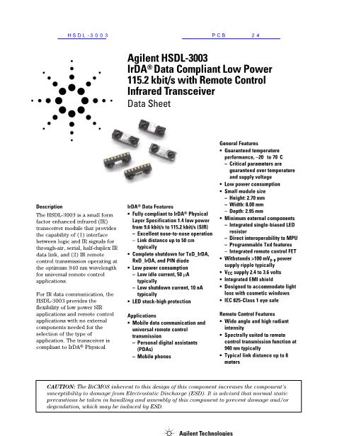HSDL-3003数据手册封面