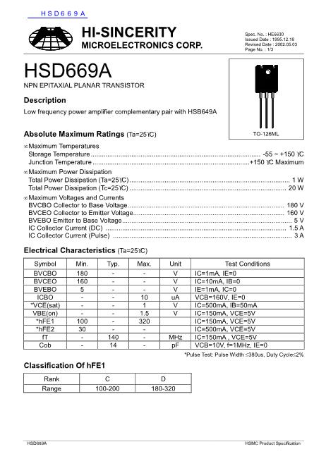 HSD669A数据手册封面