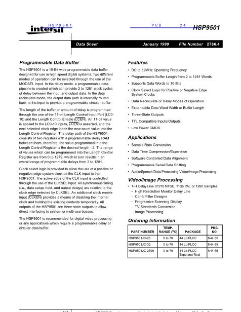 HSP9501數(shù)據(jù)手冊封面