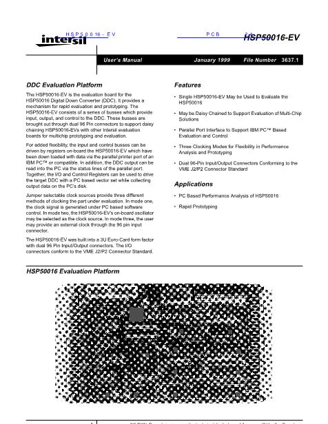 HSP50016-EV数据手册封面
